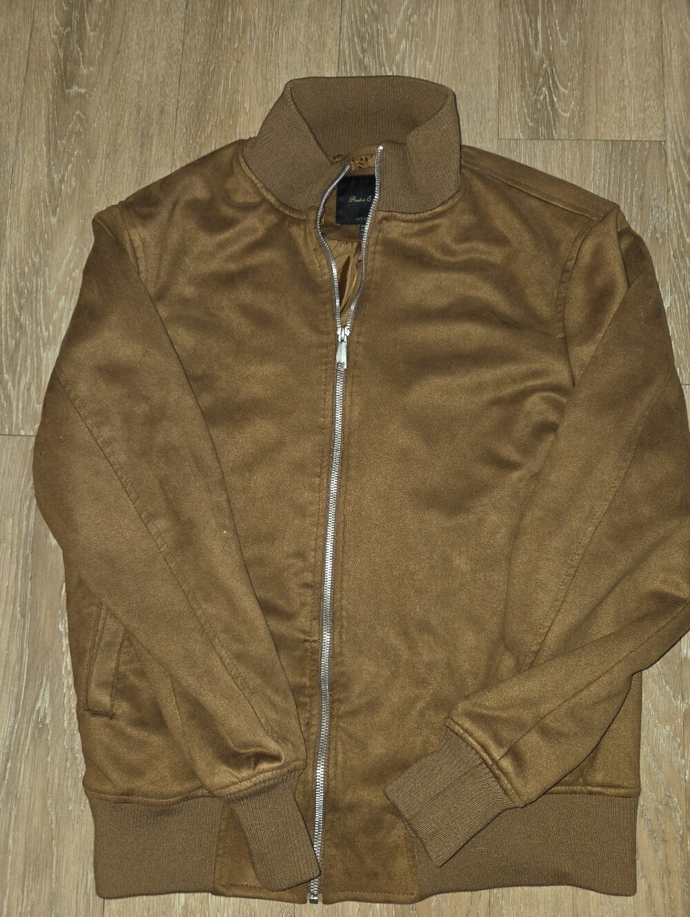 Parker & Ash Men's Brown Suede Bomber Jacket Full Zip Lined Size S